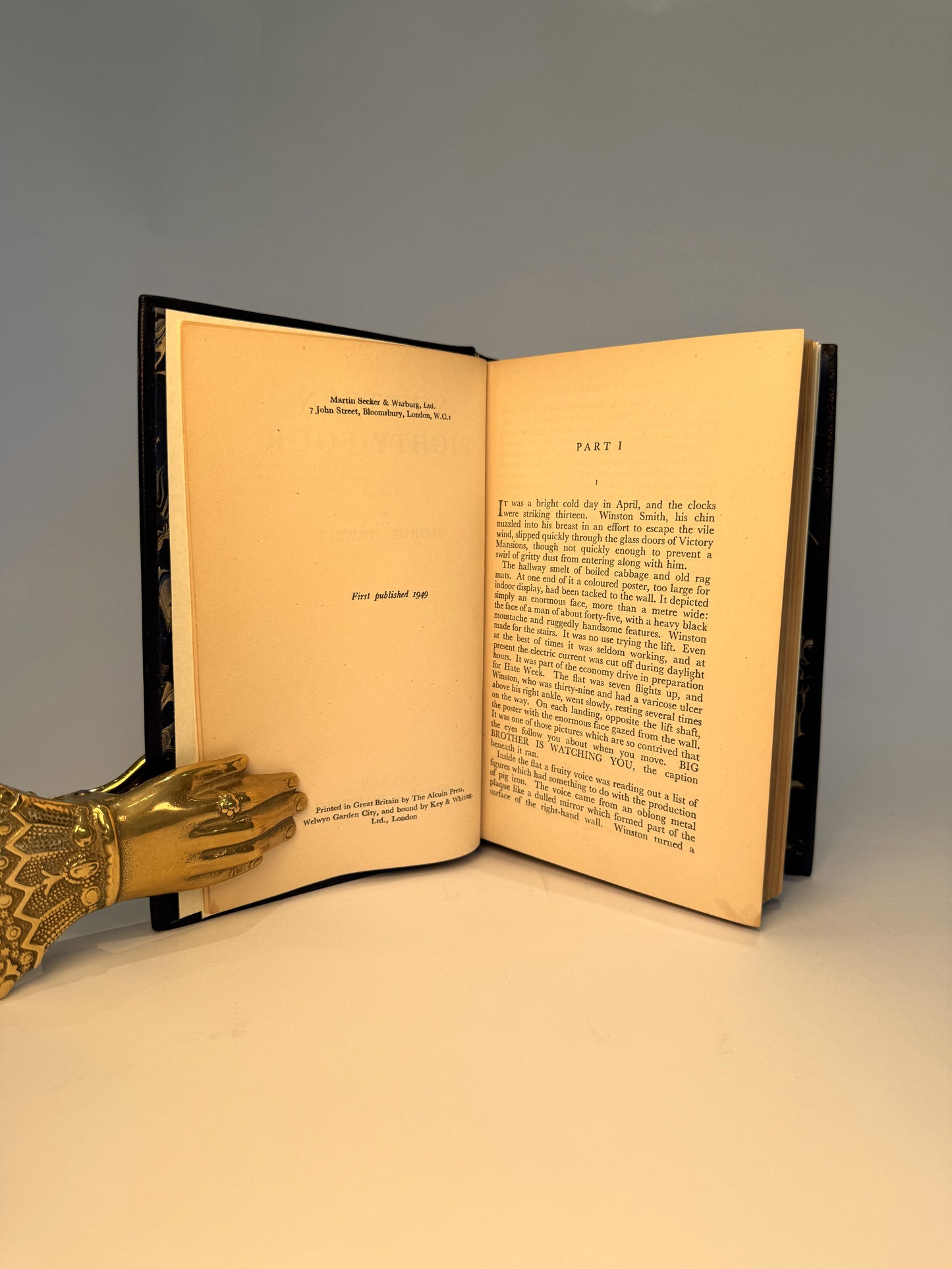 Nineteen Eighty Four by George Orwell in Luxurious Navy Morocco Design Binding