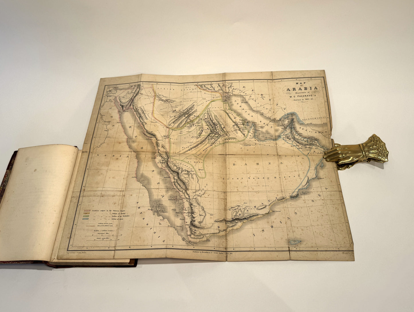 Narrative of a Year's Journey through Central and Eastern Arabia (1862-63) - William Gifford Palgrave, 2 Volumes, Leather-Bound with Folding Maps & Autograph Letter Signed