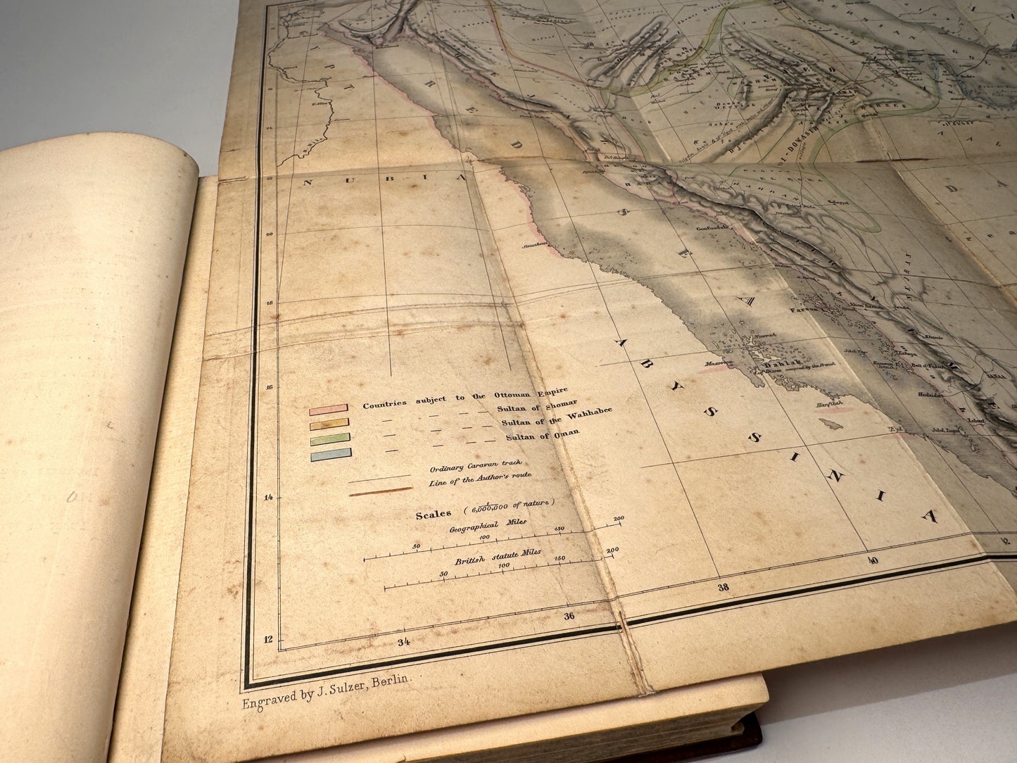 Narrative of a Year's Journey through Central and Eastern Arabia (1862-63) - William Gifford Palgrave, 2 Volumes, Leather-Bound with Folding Maps & Autograph Letter Signed