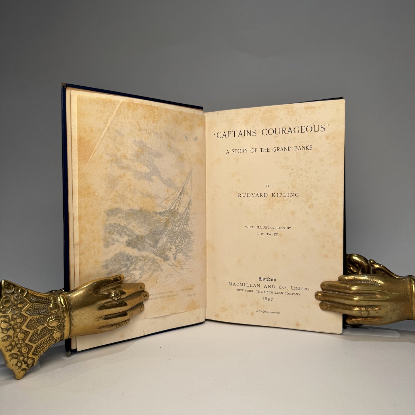 Captains Courageous. The Story of the Grand Banks. A Novel. With Illustrations by I.W. Taber. By Rudyard Kipling