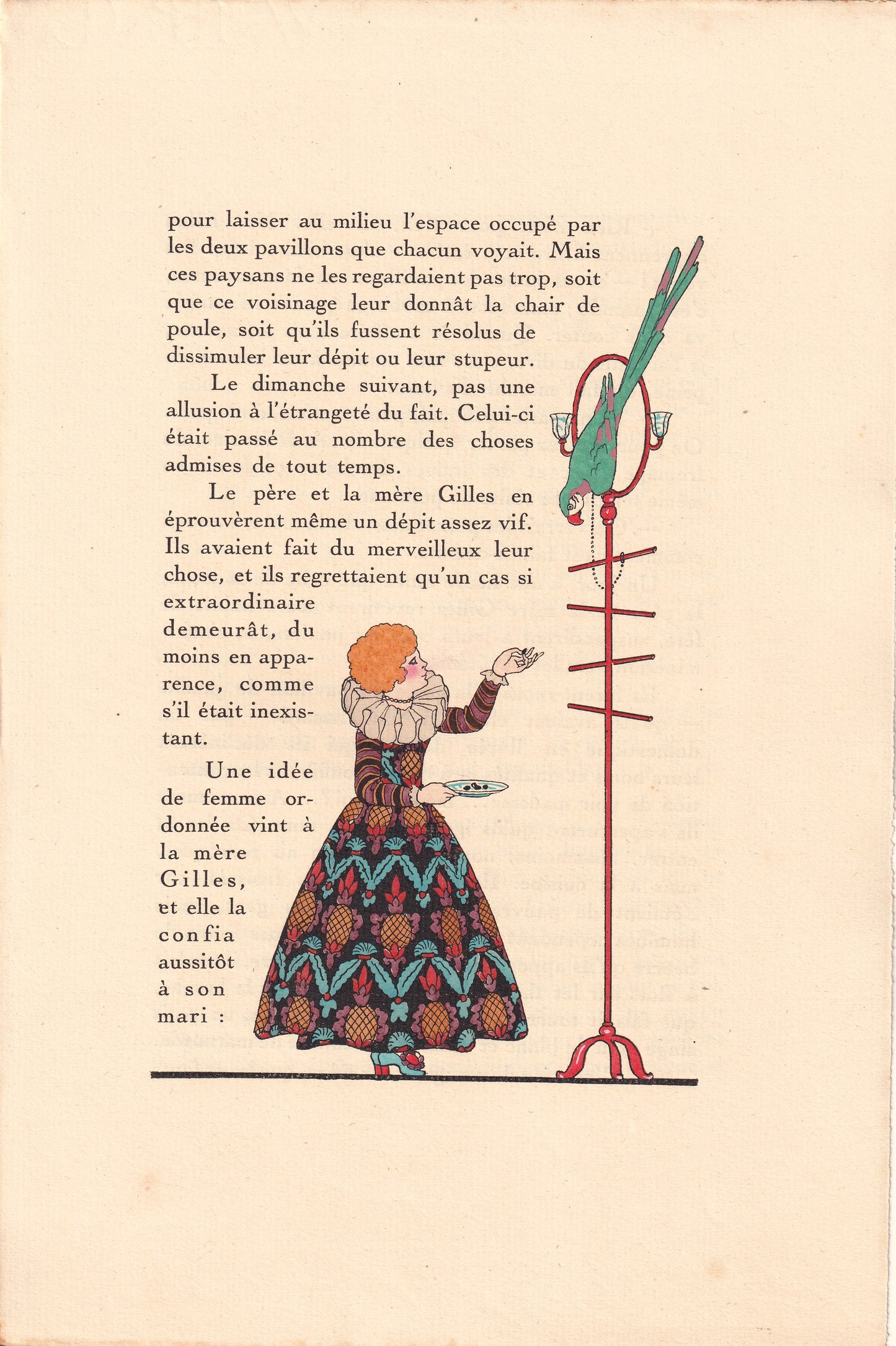 Dame et perroquet