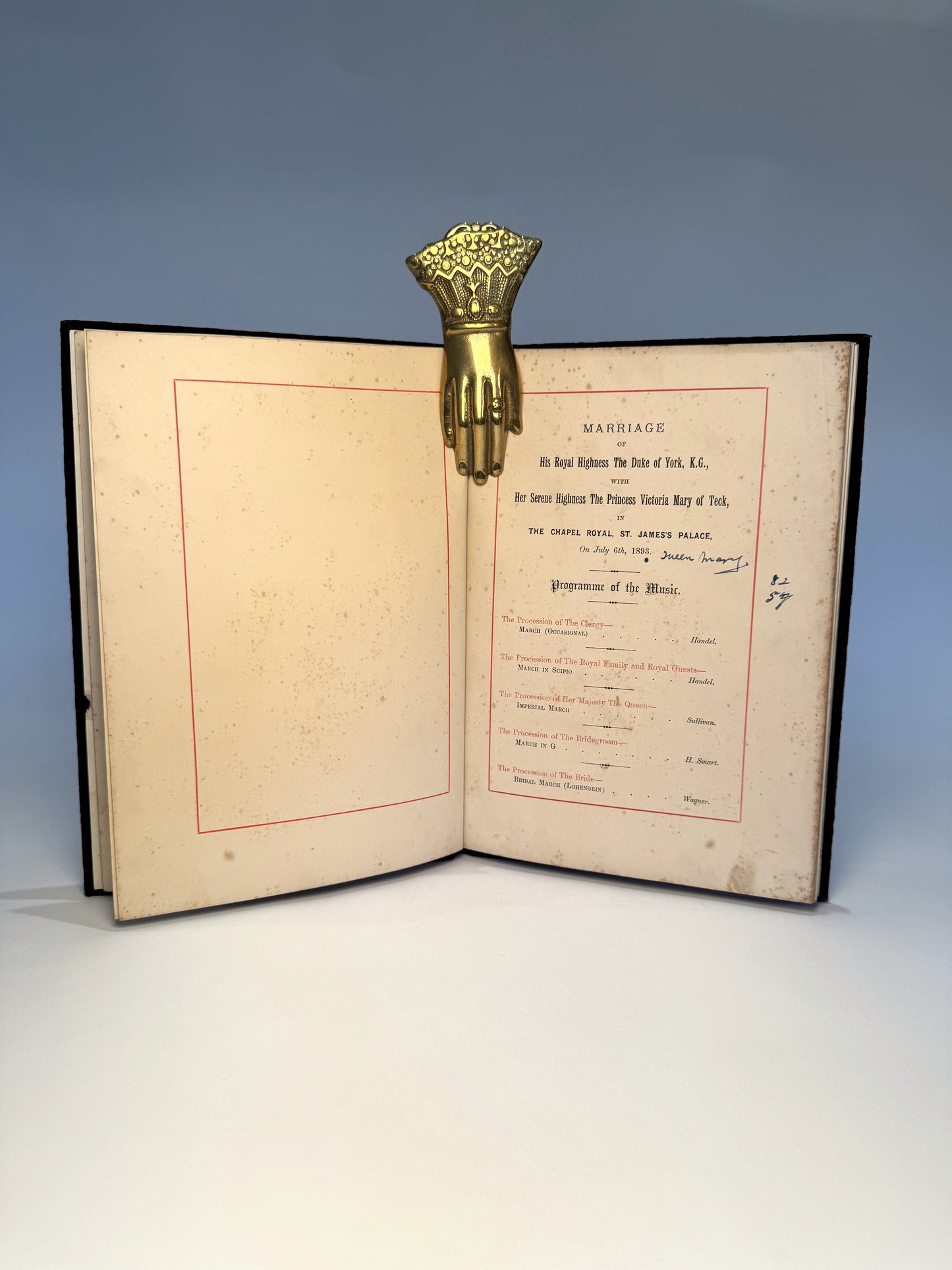 Original 1893 Royal Wedding Order of Service - King George V & Queen Mary - Purple Velvet Binding