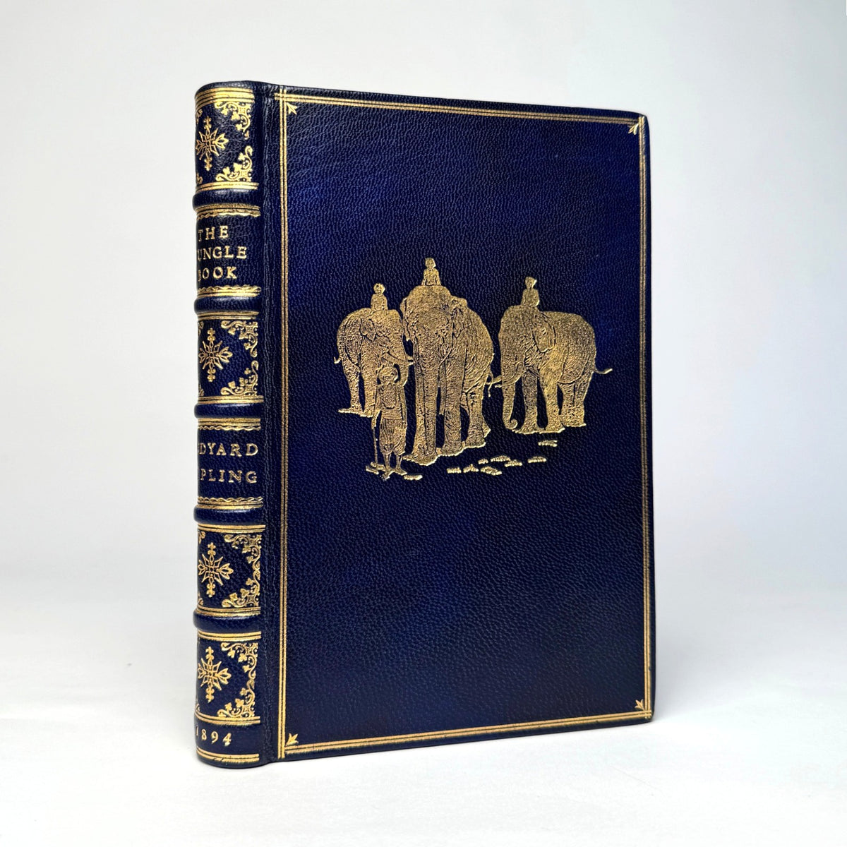 The Jungle Book by Rudyard Kipling - Fine Navy Morocco with Gilt Elephants