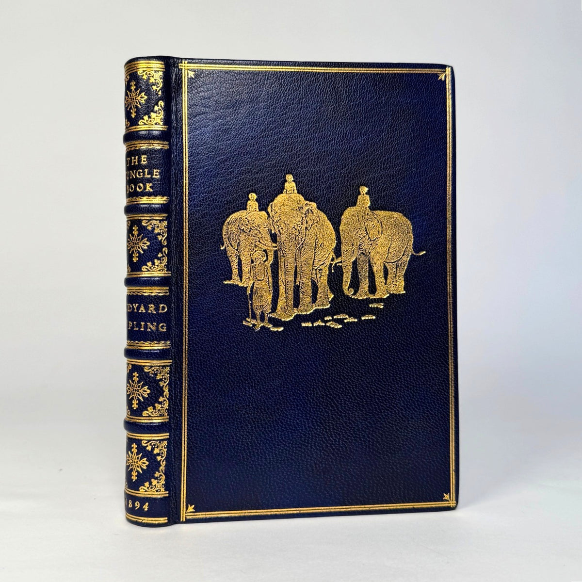 The Jungle Book by Rudyard Kipling - Fine Navy Morocco with Gilt Elephants