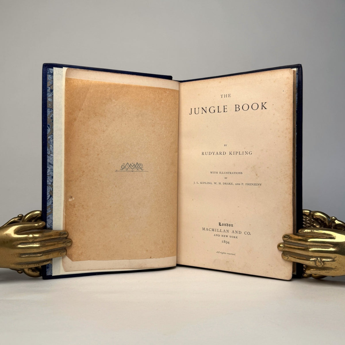 The Jungle Book by Rudyard Kipling - Fine Navy Morocco with Gilt Elephants