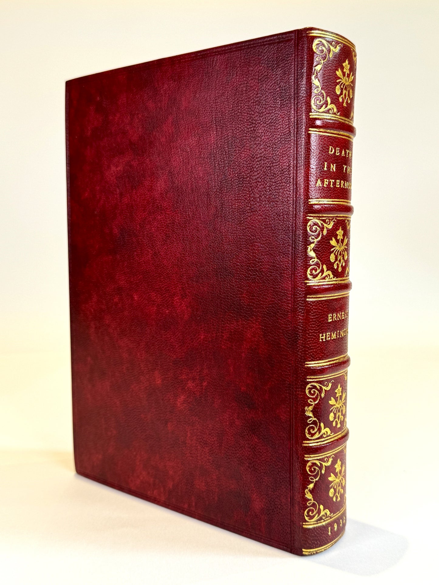 Ernest Hemingway - Death in the Afternoon in Fine Red Morocco Binding with Gilt Bull