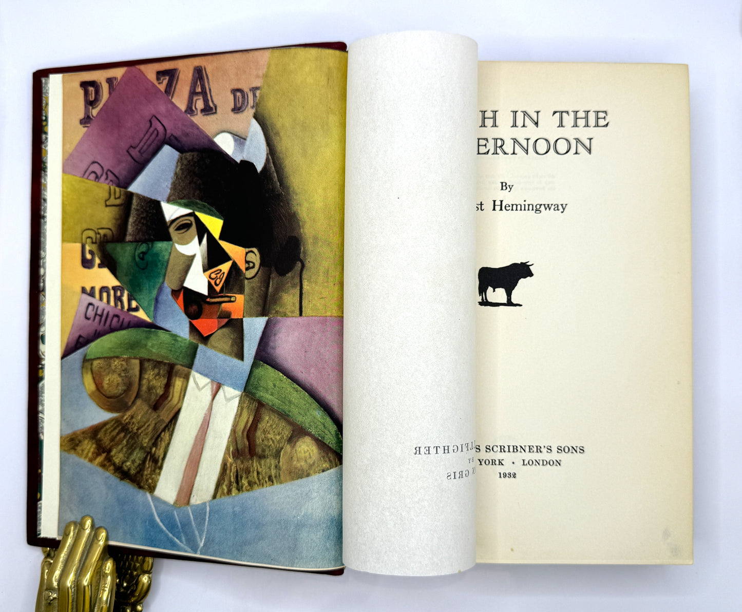 Ernest Hemingway - Death in the Afternoon in Fine Red Morocco Binding with Gilt Bull