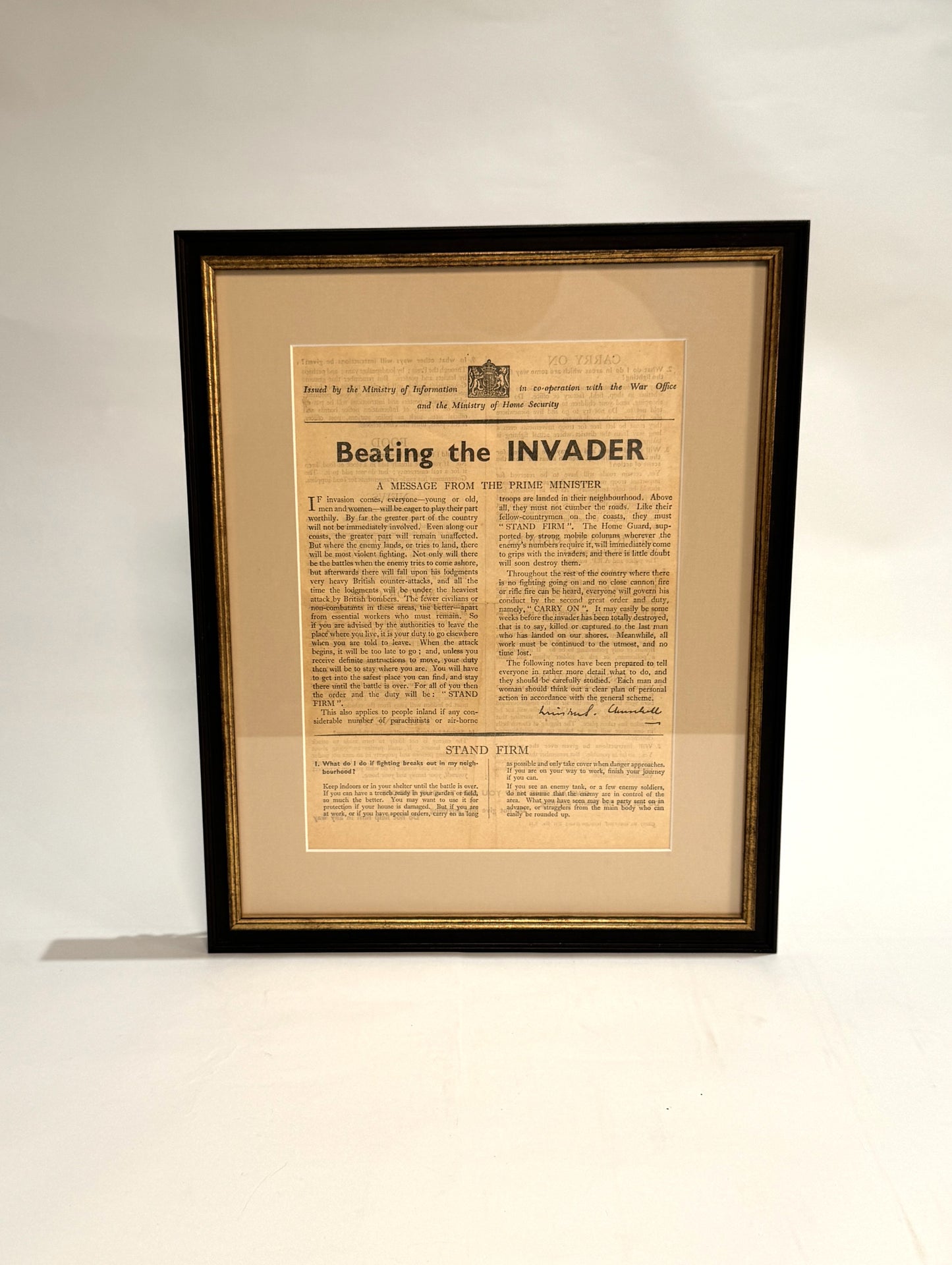 CHURCHILL, Winston S. Beating the Invader. A message from the Prime Minister. [together with] If The Invader Comes.
