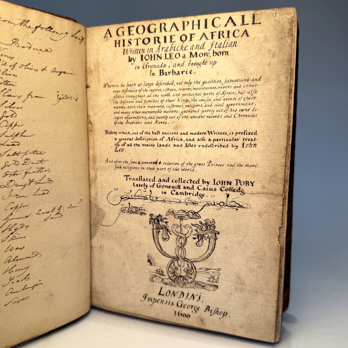 Leo Africanus - A Geographical Historie of Africa, 1600 - First English Edition - James Grey Jackson's Personal Working Copy