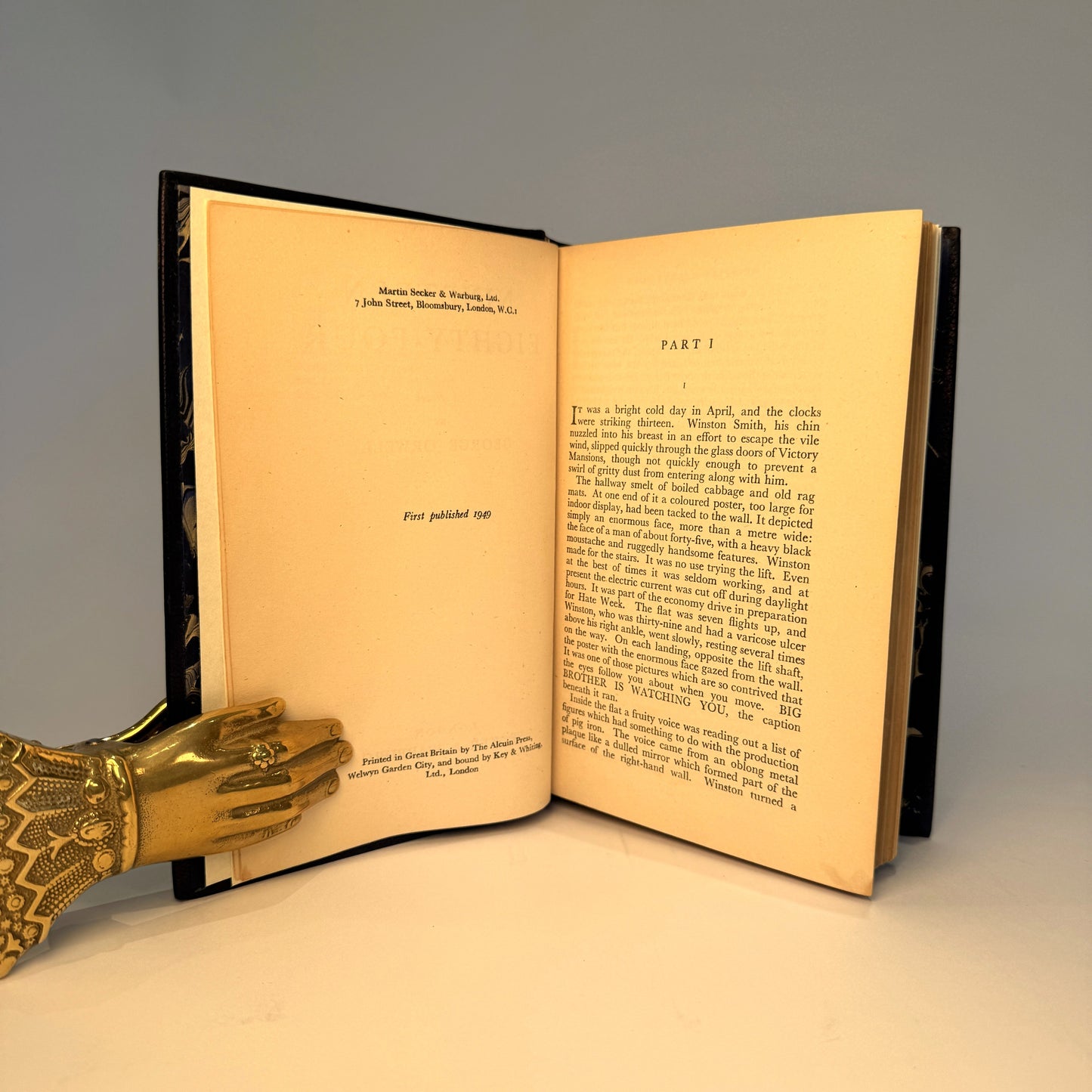 George Orwell - Nineteen Eighty-Four, 1949 - First Edition, First Impression - Navy Morocco Design Binding