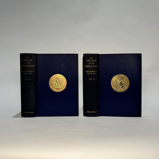Captain Robert F. Scott – The Voyage of the Discovery (1905). First Edition, One of 1,000 Copies, Complete in Two Volumes, Original Gilt-Decorated Cloth