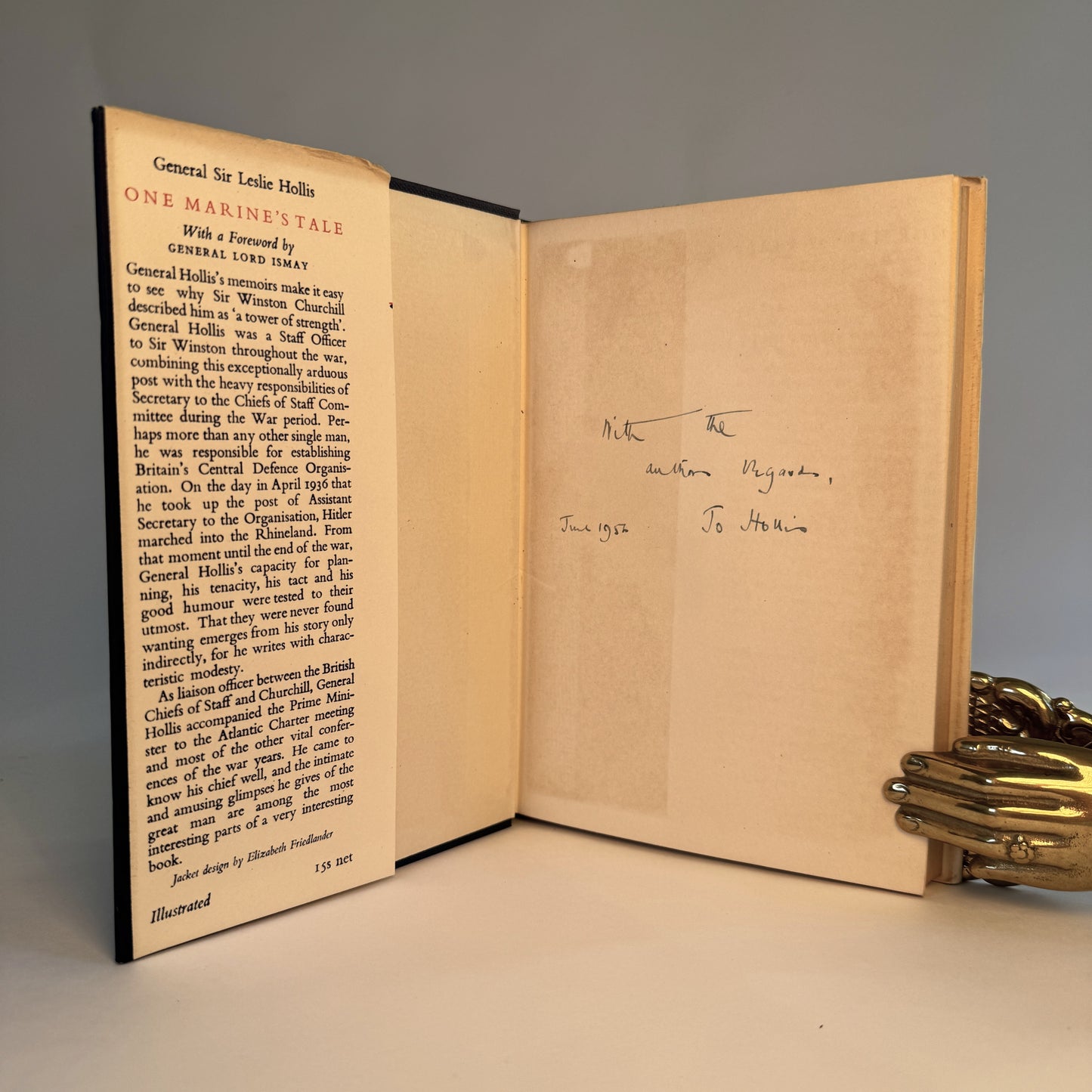 One Marine’s Tale - Leslie Hollis - First Edition Presentation Copy to Air Chief Marshal Sir Charles Portal