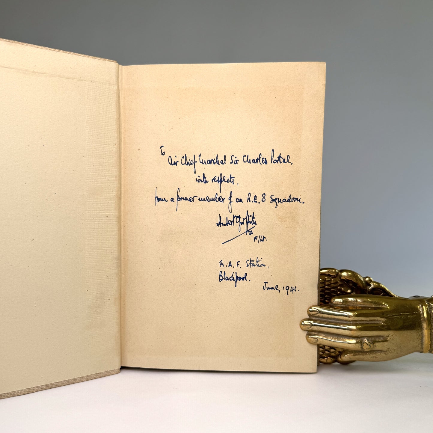 R.A.F. Occasions by Hubert Griffith - First Edition Presentation Copy to Air Chief Marshal Sir Charles Portal, with Portal’s Own Wartime Annotations