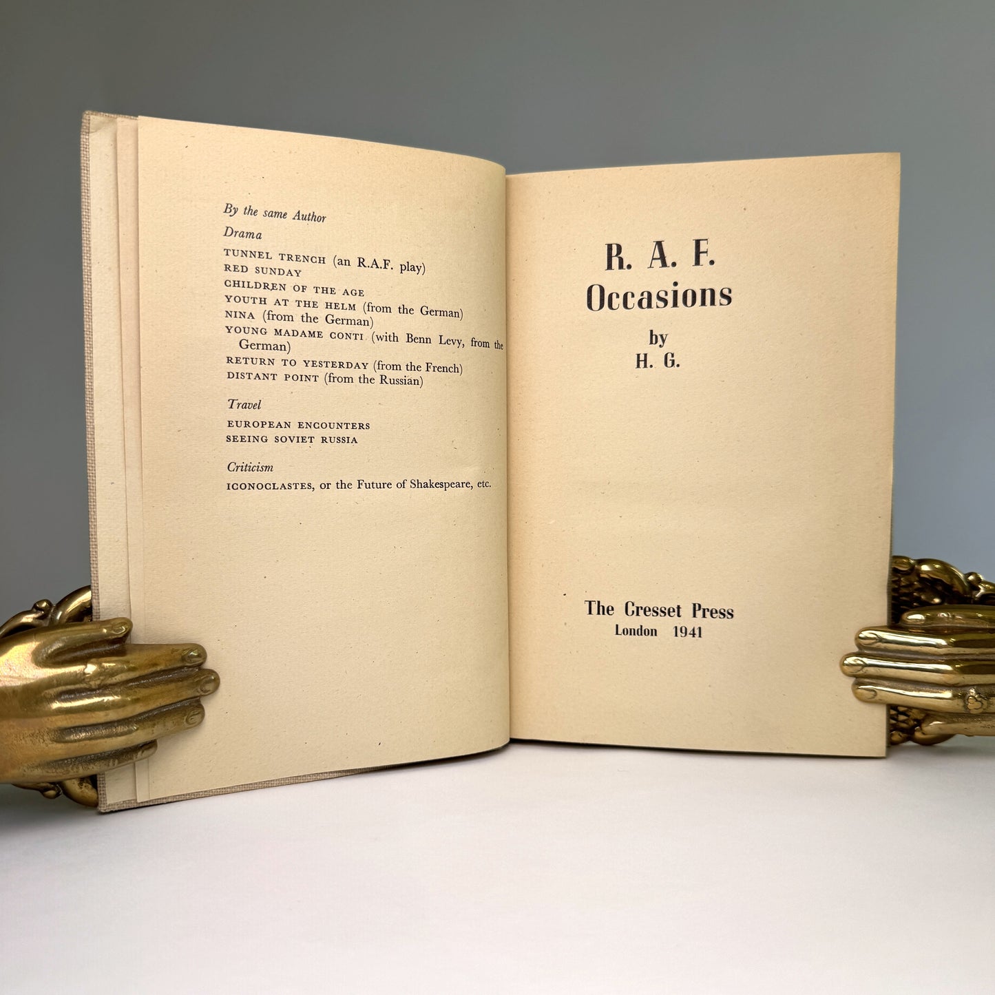 R.A.F. Occasions by Hubert Griffith - First Edition Presentation Copy to Air Chief Marshal Sir Charles Portal, with Portal’s Own Wartime Annotations