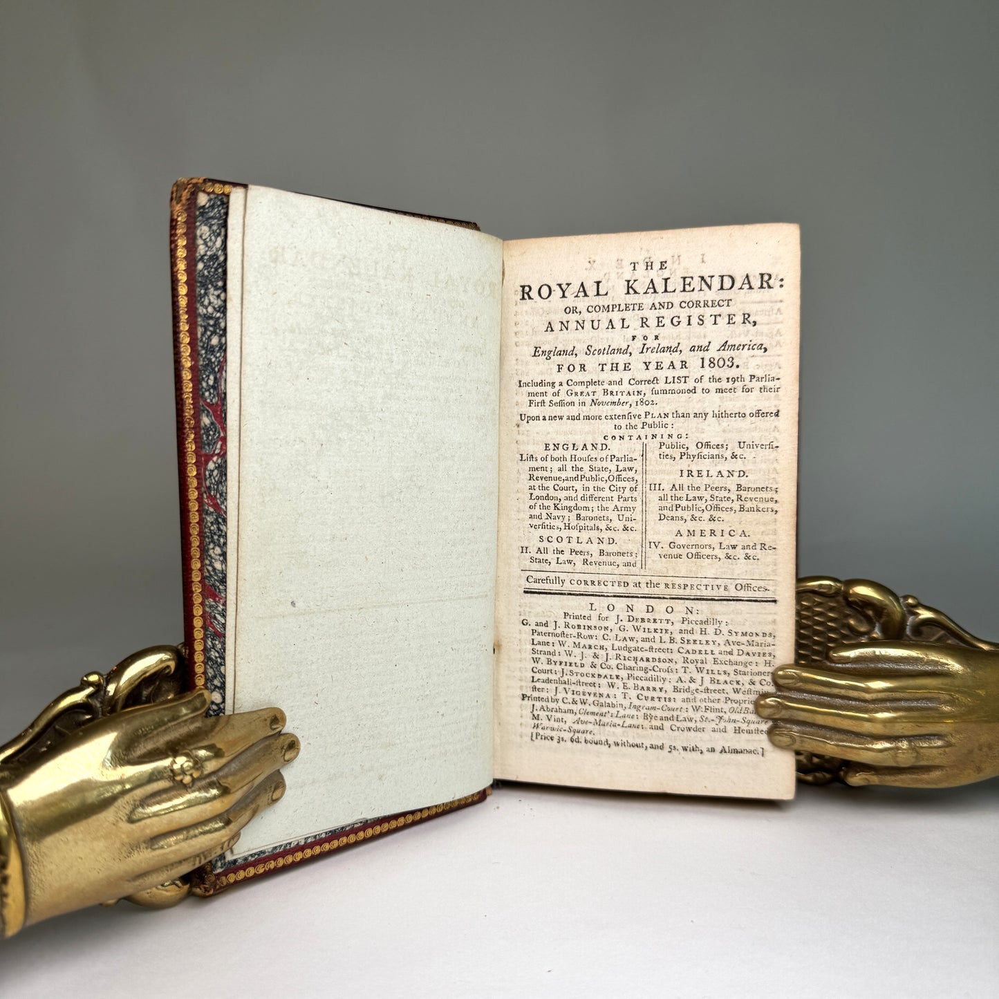 The Royal Kalendar and Rider’s British Merlin for 1803 - Wellesley, Nelson, Cornwallis