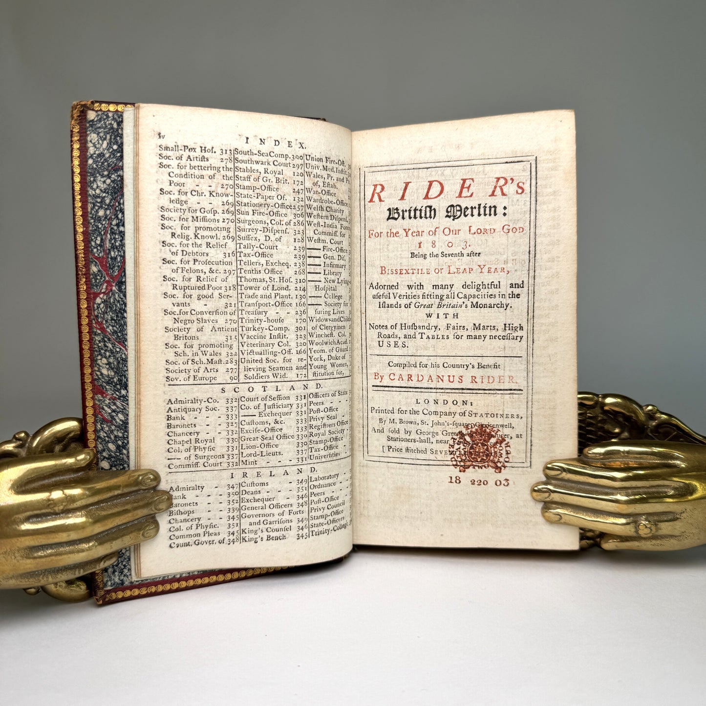 The Royal Kalendar and Rider’s British Merlin for 1803 - Wellesley, Nelson, Cornwallis