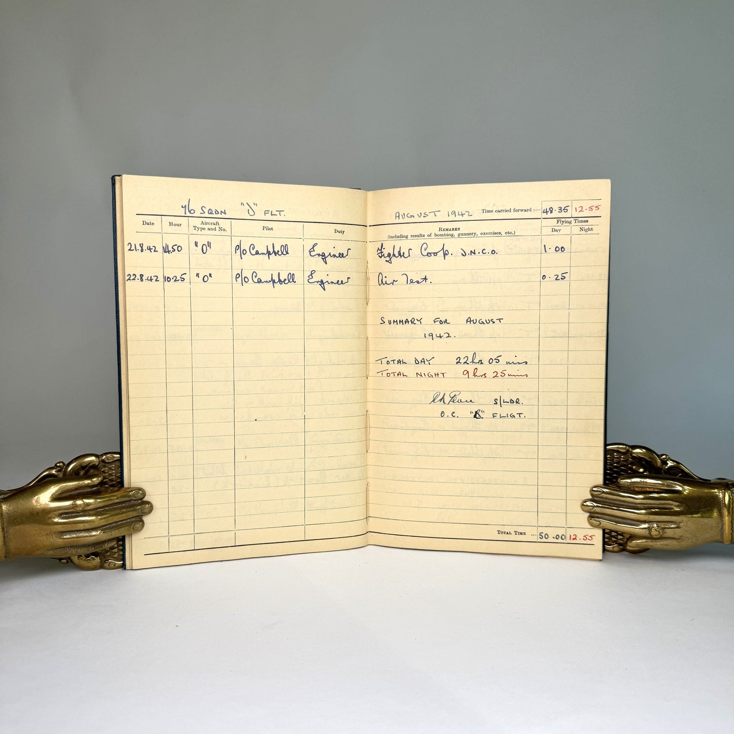 Sgt Hugh Owen RAF Log Book - Shot Down, POW Stalag Luft III - Lord Portal Copy
