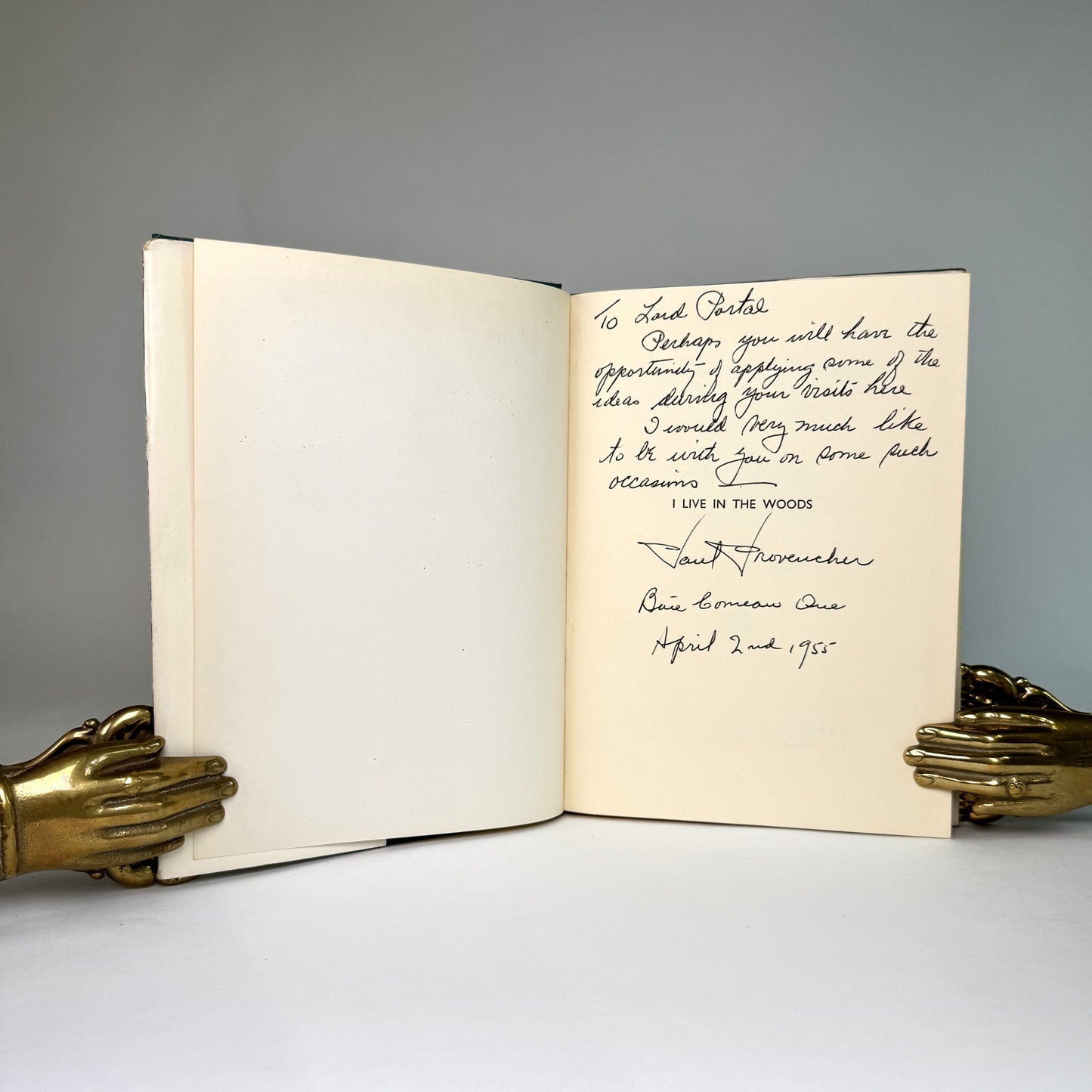 Paul Provencher I Live in the Woods - Presentation Copy to Lord Portal