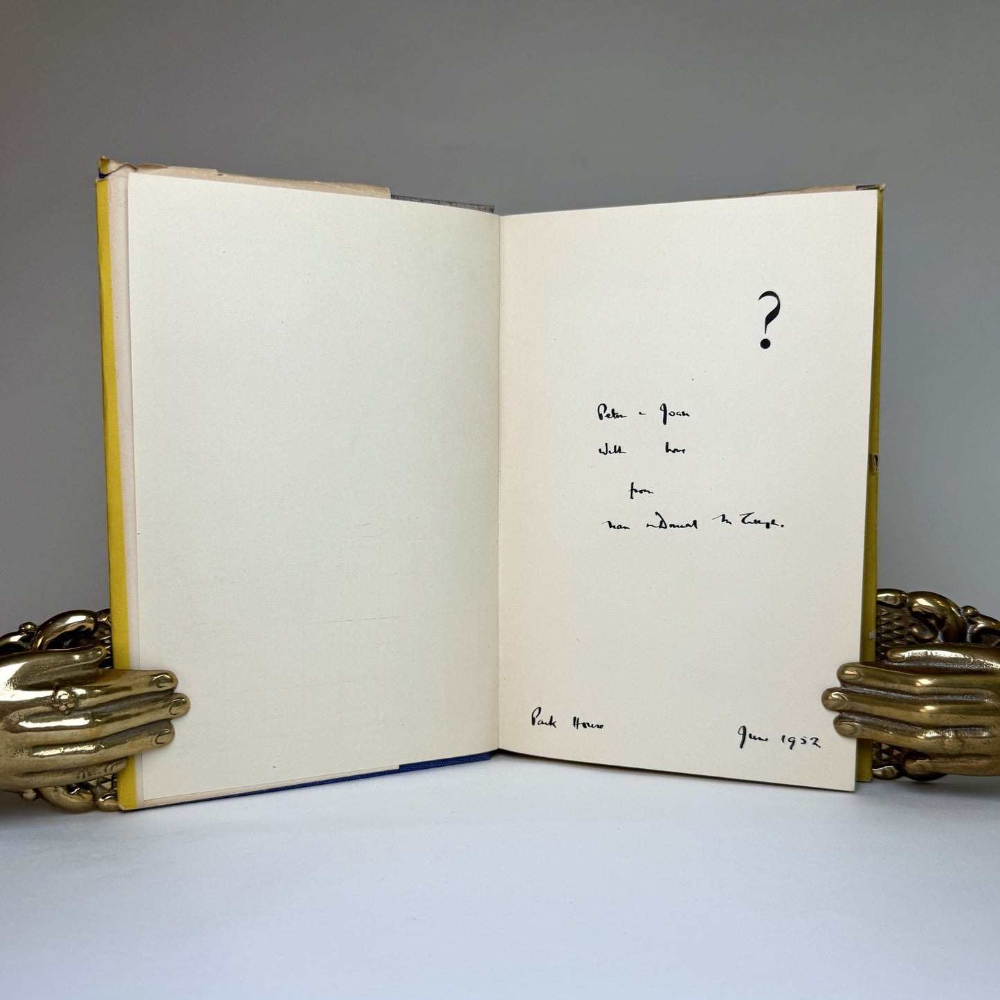 Donald McCullough Question Mark - Presentation Copy to Lord and Lady Portal