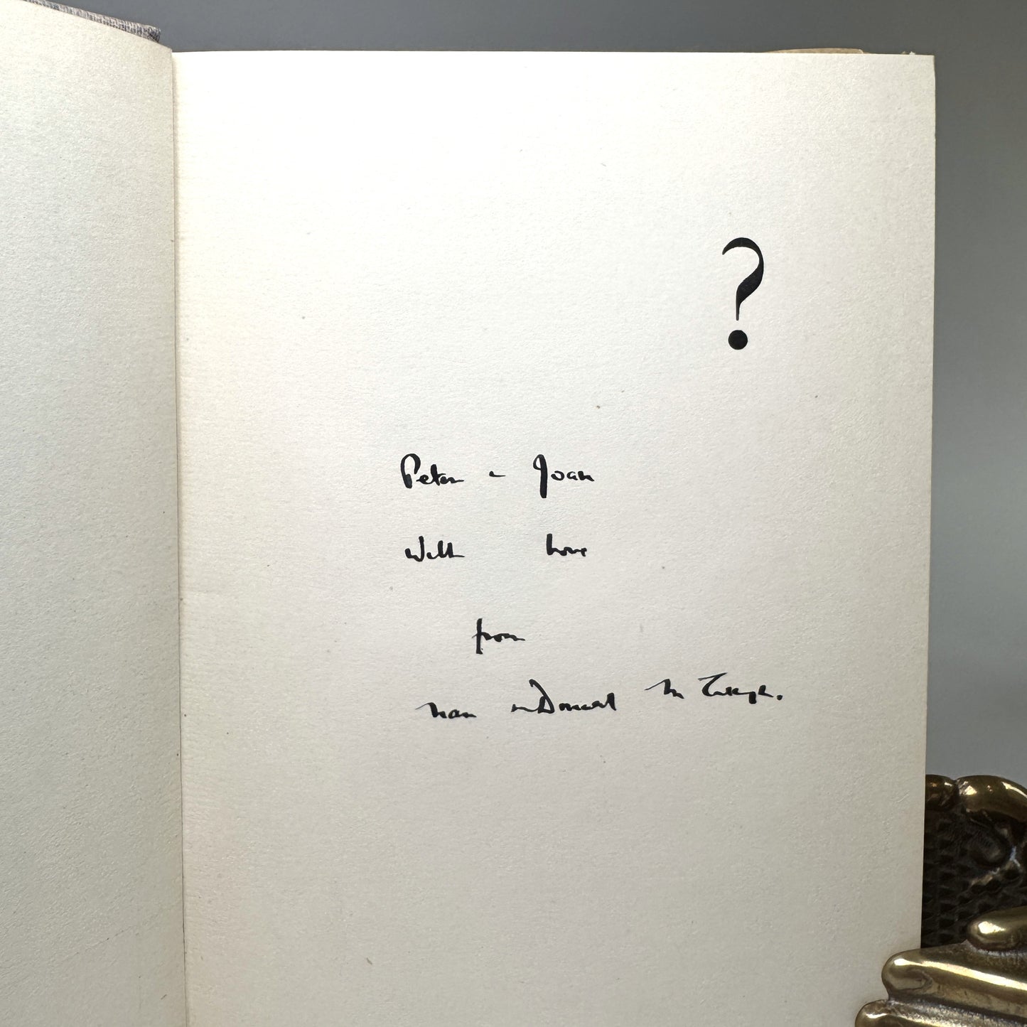 Donald McCullough Question Mark - Presentation Copy to Lord and Lady Portal