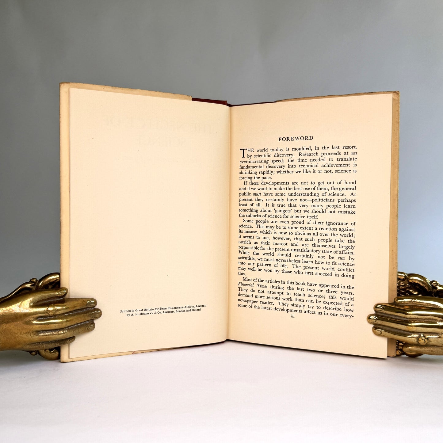 F. E. Simon - The Neglect of Science, 1951, Presentation Copy to Lord Portal