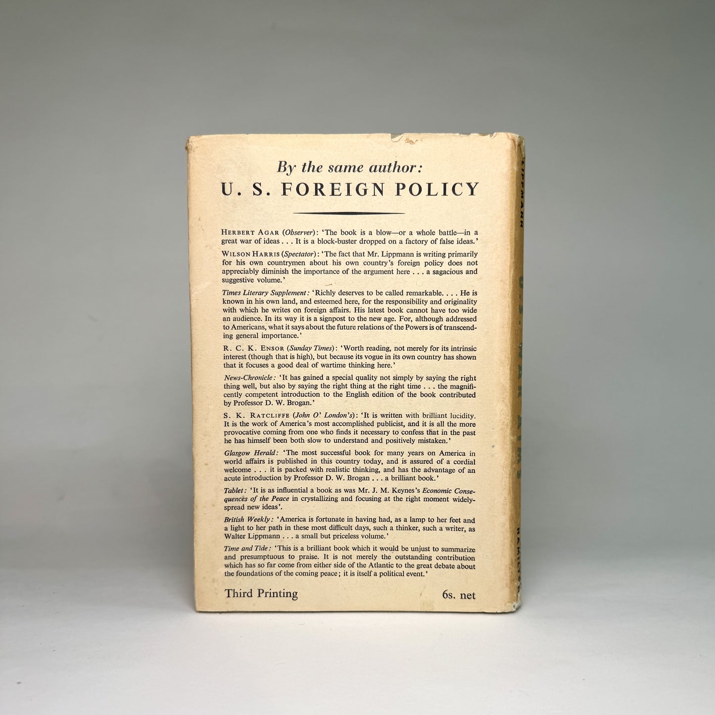 U.S. War Aims - Lippmann Presentation Copy to Air Chief Marshal Portal