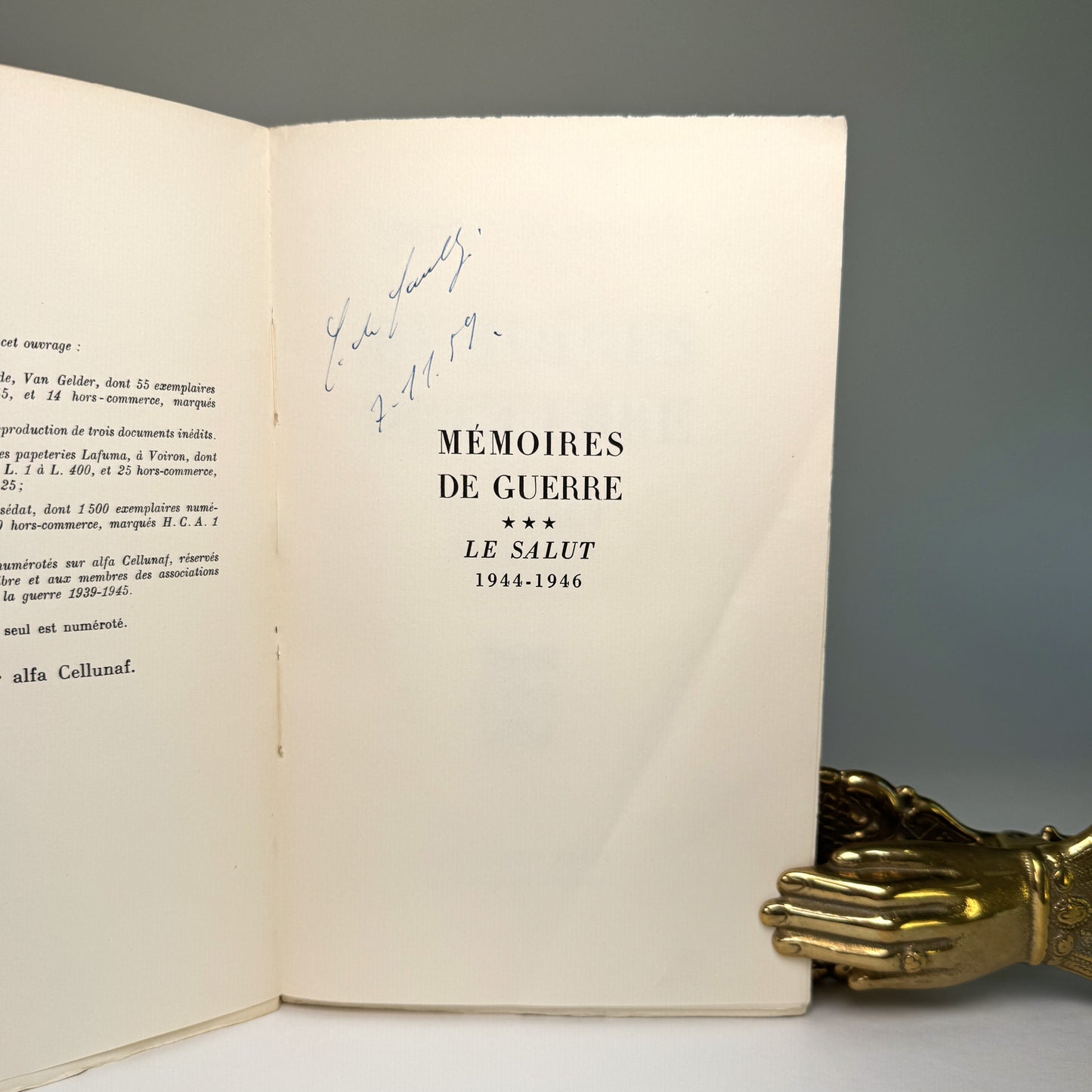 President de Gaulle’s Signed War Memoirs from Lord Portal’s Collection