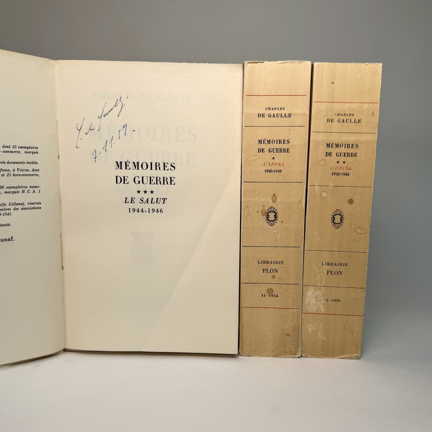 President de Gaulle’s Signed War Memoirs from Lord Portal’s Collection