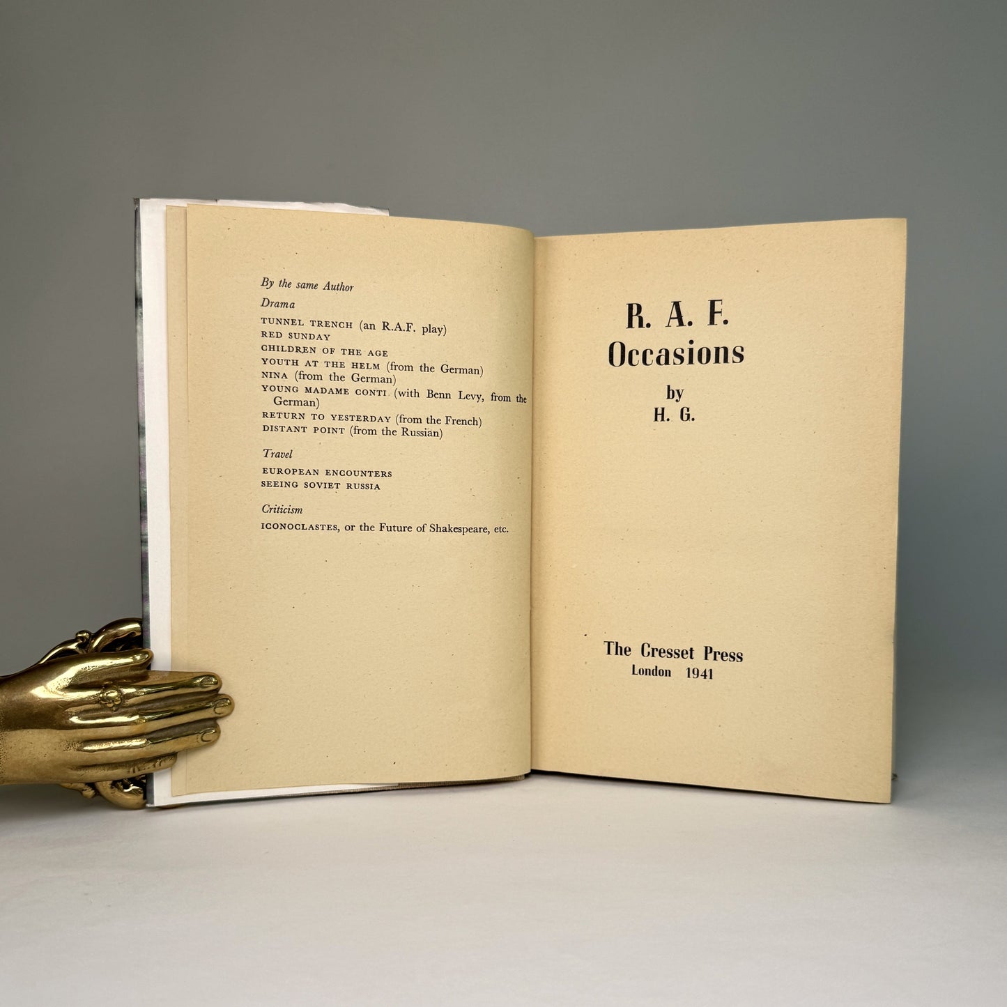 R.A.F. Occasions by Hubert Griffith - First Edition Presentation Copy to Air Chief Marshal Sir Charles Portal, with Portal’s Own Wartime Annotations