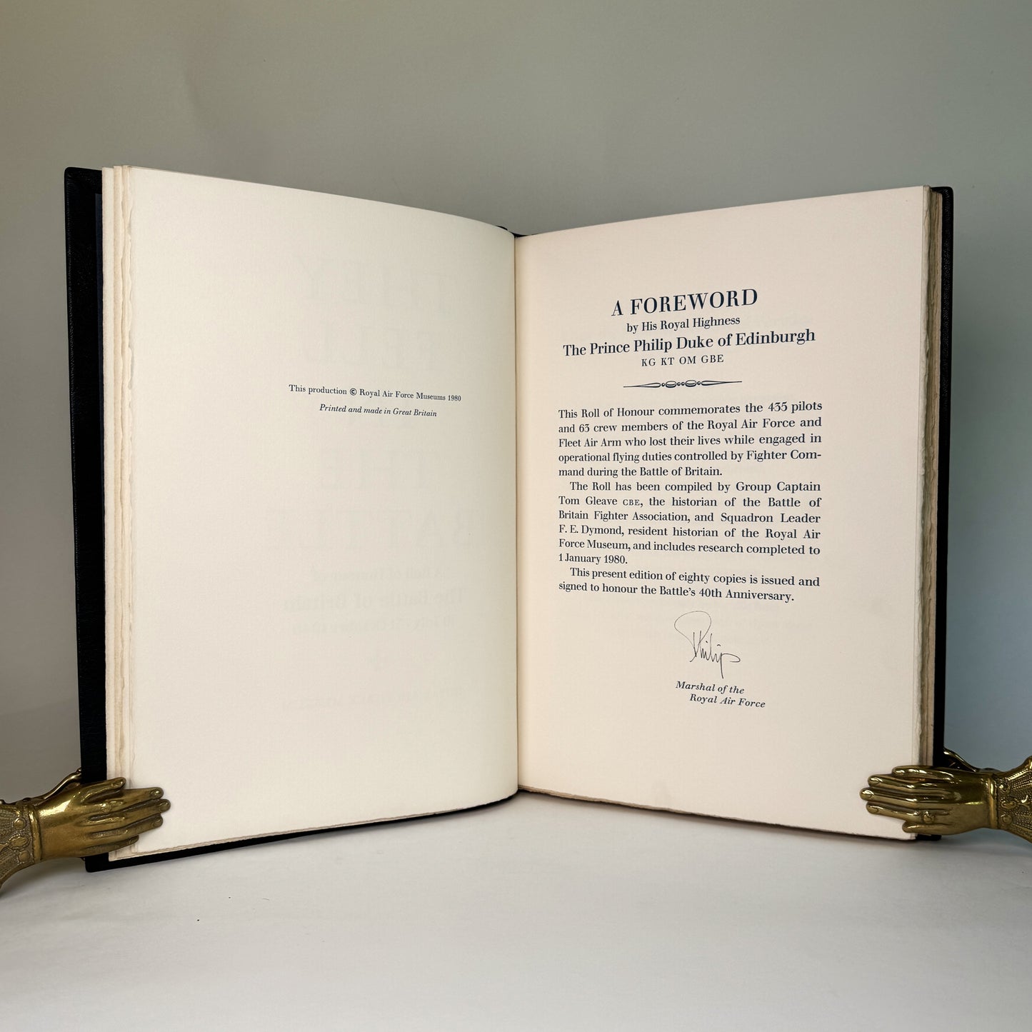 Prince Philip Signed Battle of Britain Roll of Honour - One of 80