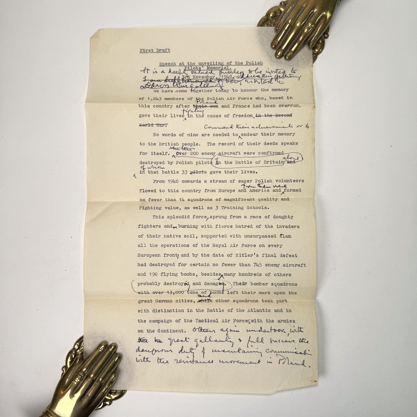 Destiny Can Wait - The Polish Air Force’s Presentation Copy to Lord Portal, with Polish Pilots’ Memorial Speech