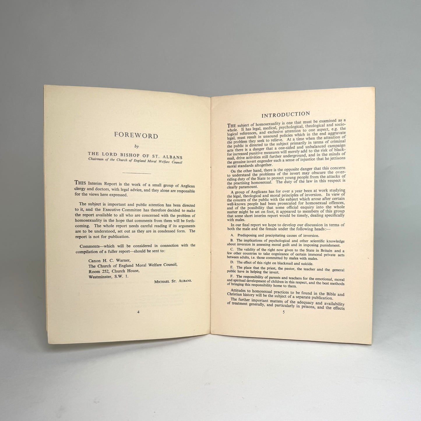The Problem of Homosexuality - Privately Circulated 1954 Church Report