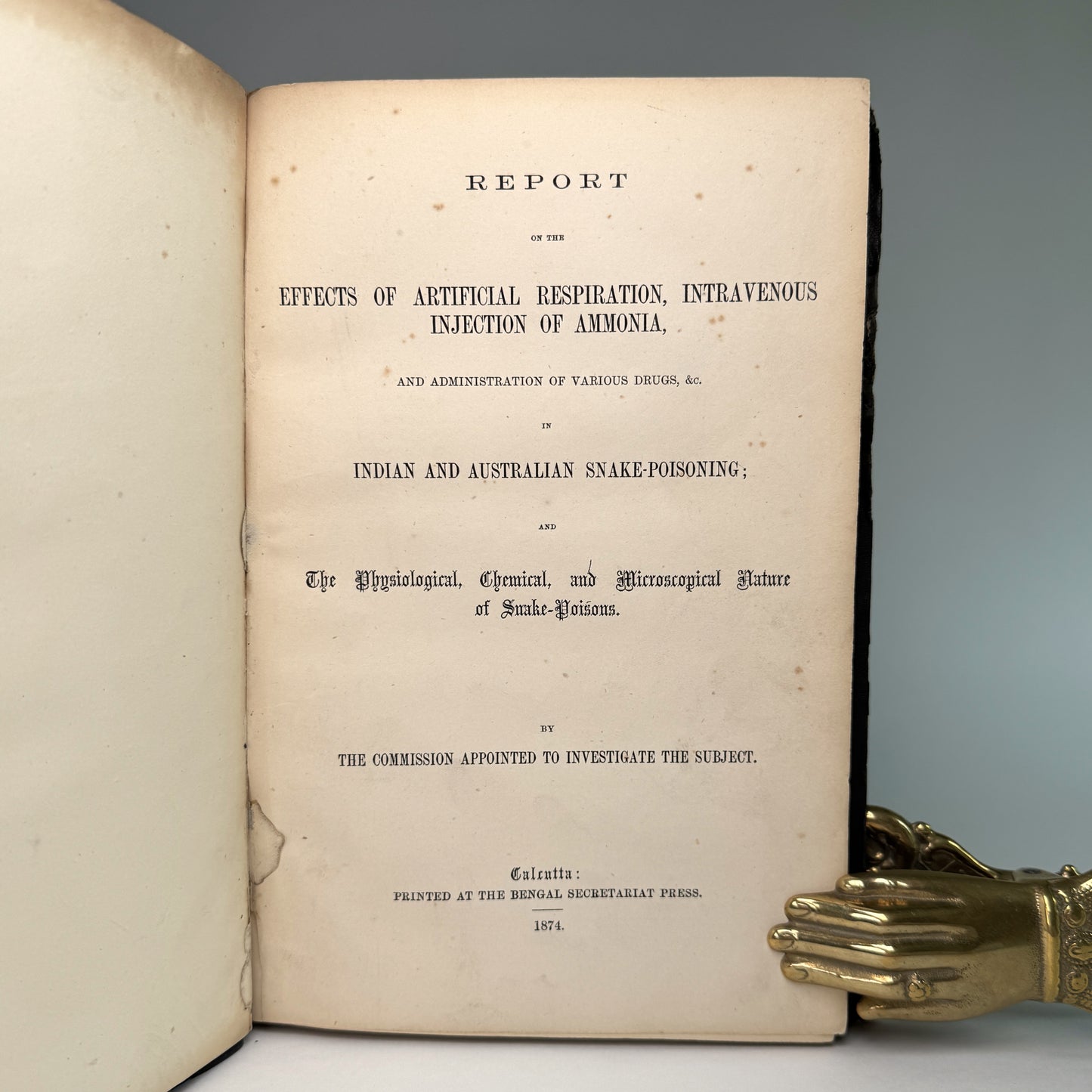 Indian and Australian Snake-Poisoning - 1874 Calcutta Government Report on Cobra Venom, Early Antidote Trials and Colonial Toxicology