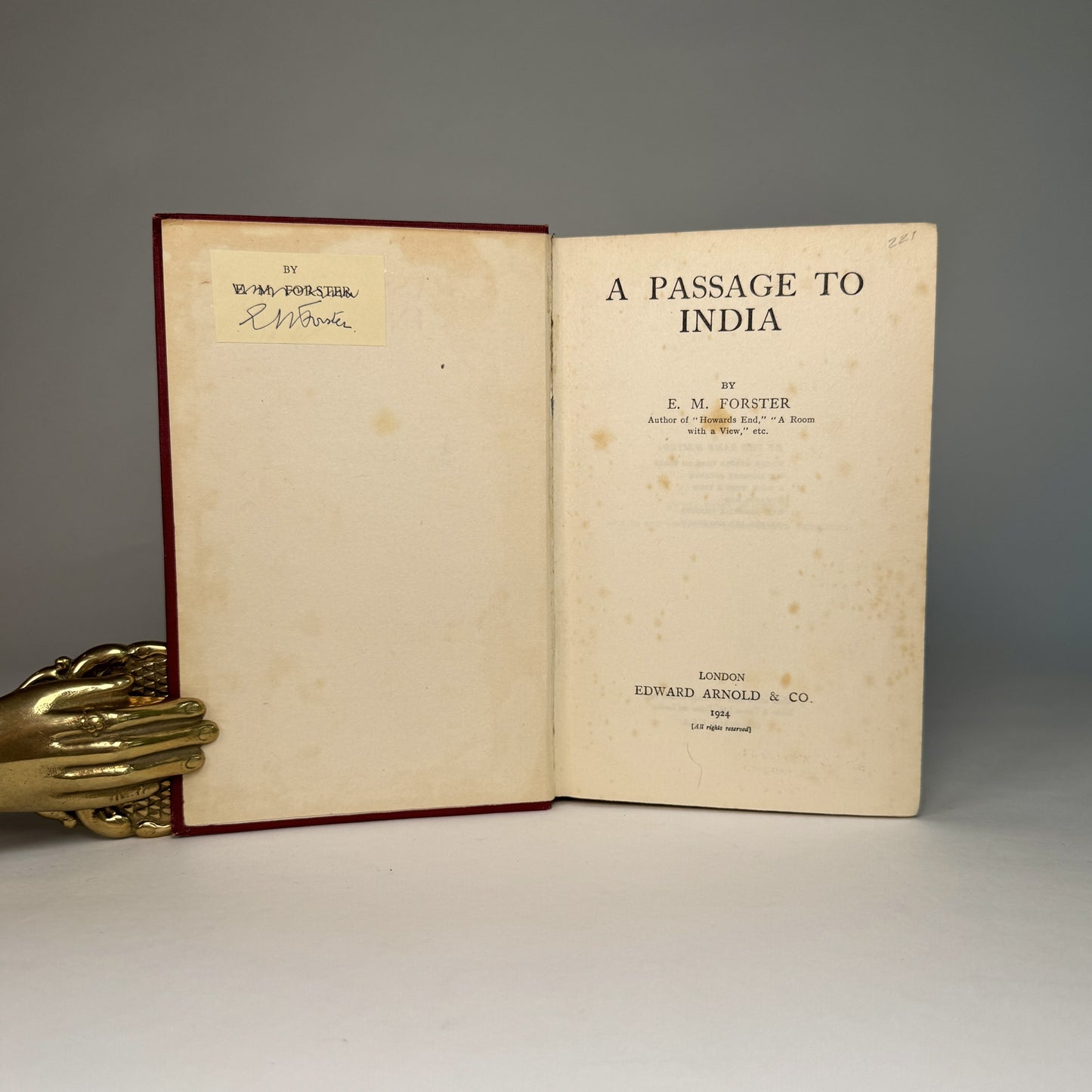 E. M. Forster - A Passage to India - Signed Copy of a Twentieth-Century Masterpiece