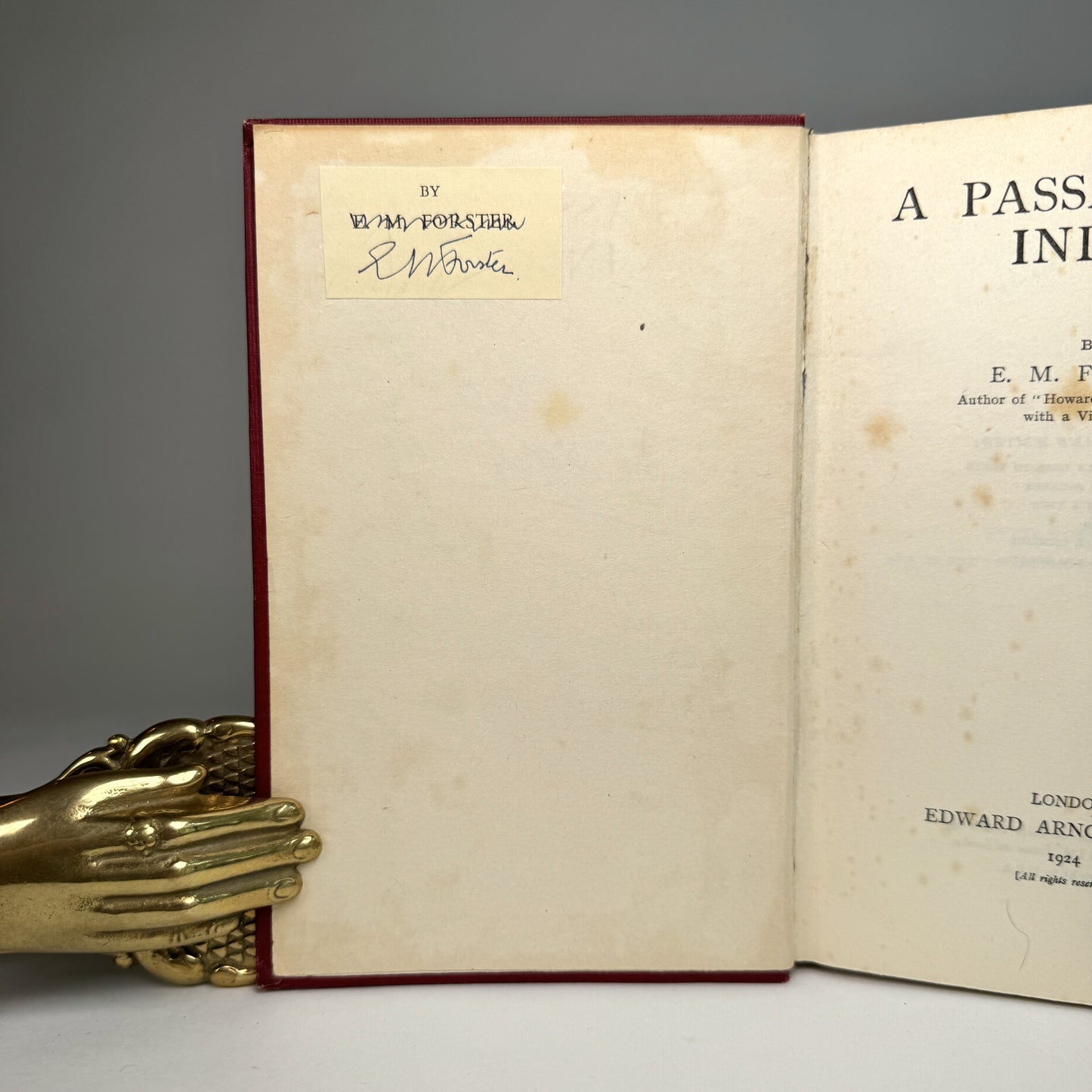 E. M. Forster - A Passage to India - Signed Copy of a Twentieth-Century Masterpiece