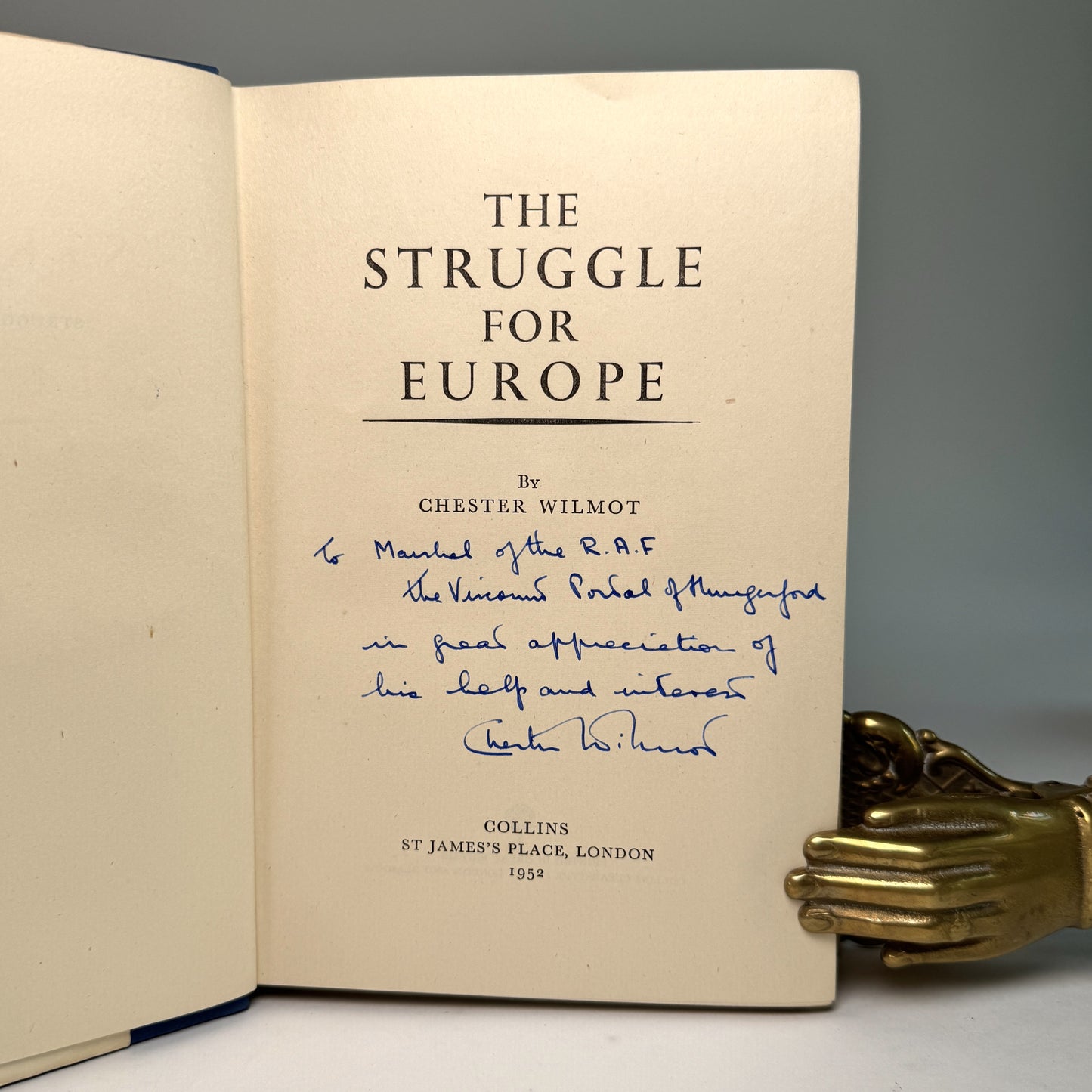 The Struggle for Europe - Chester Wilmot Presentation Copy to Lord Portal, Chief of the Air Staff