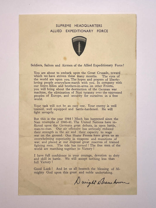 WW2 D-Day Dwight D. Eisenhower ‘Order Of The Day’ - 6th June 1944