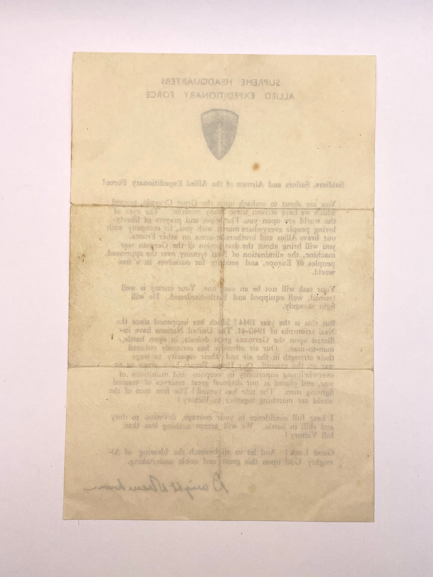 WW2 D-Day Dwight D. Eisenhower ‘Order Of The Day’ - 6th June 1944