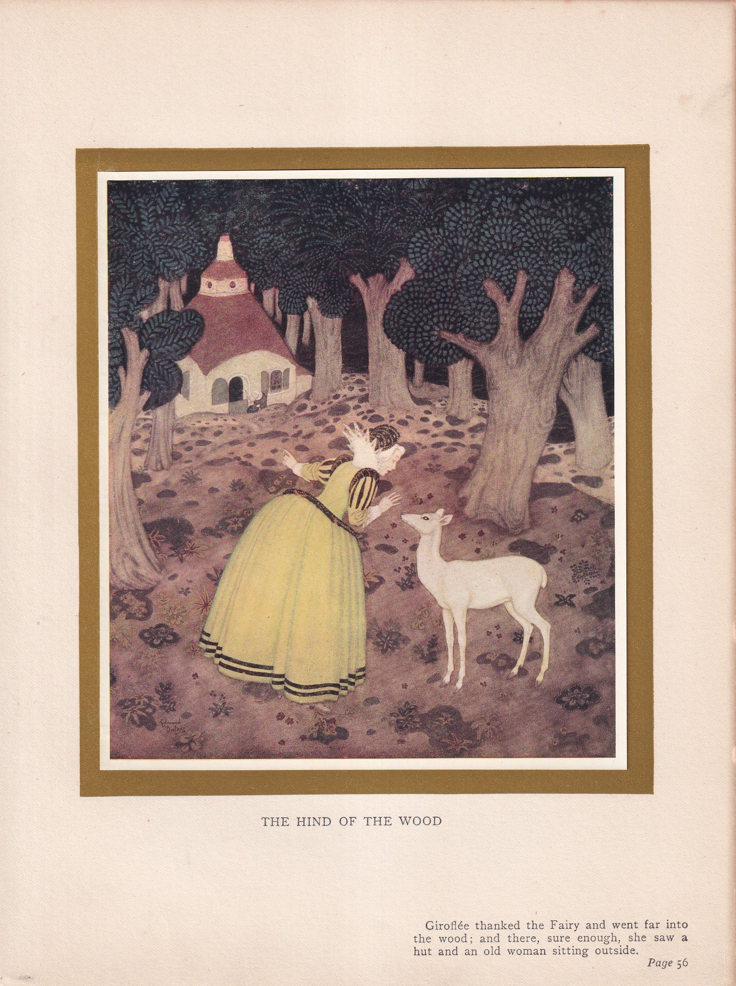 The Hind Of The Wood - original 1916 Edmund Dulac Fairy-Book colour plate