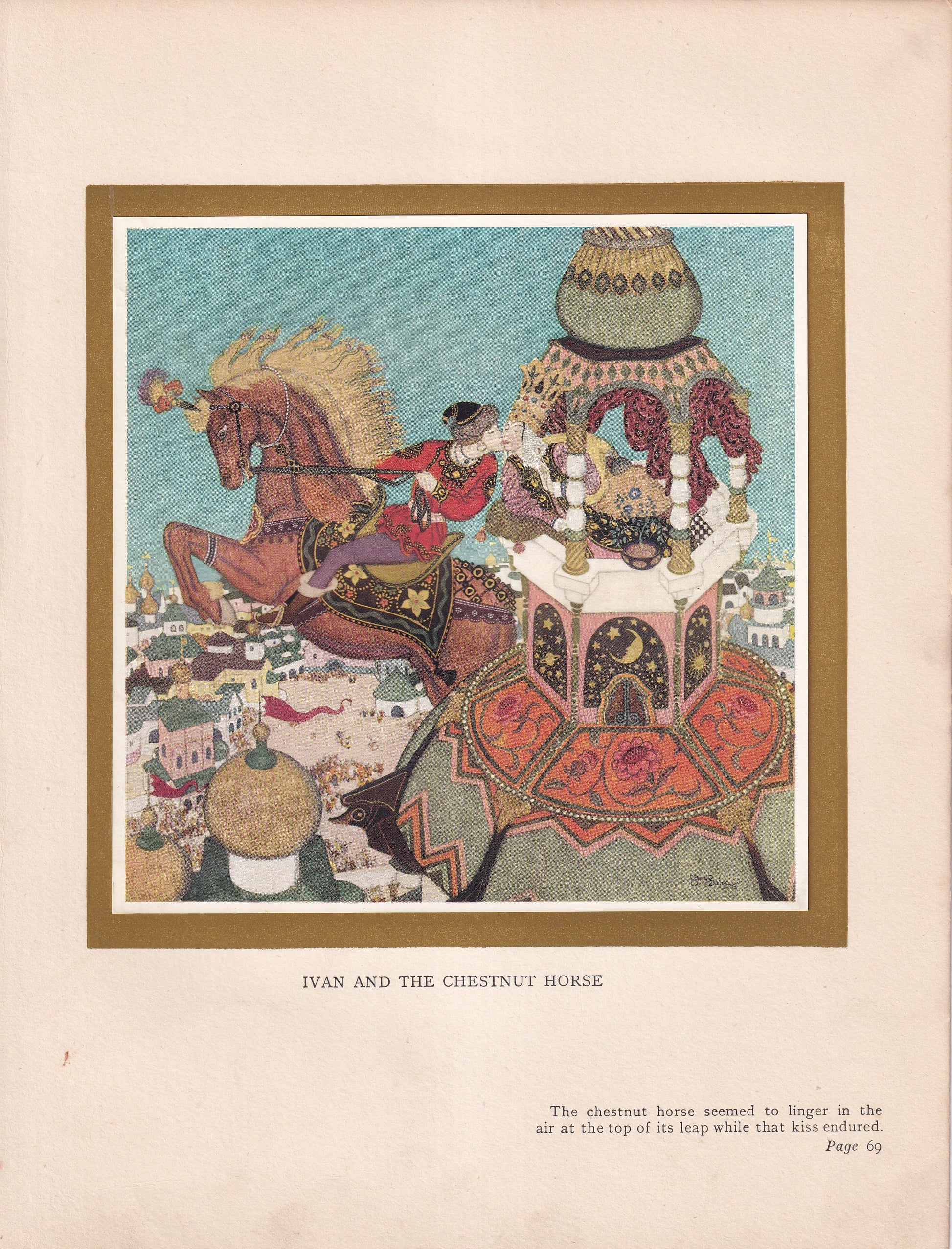 Ivan And The Chestnut Horse - original 1916 Edmund Dulac Fairy-Book colour plate