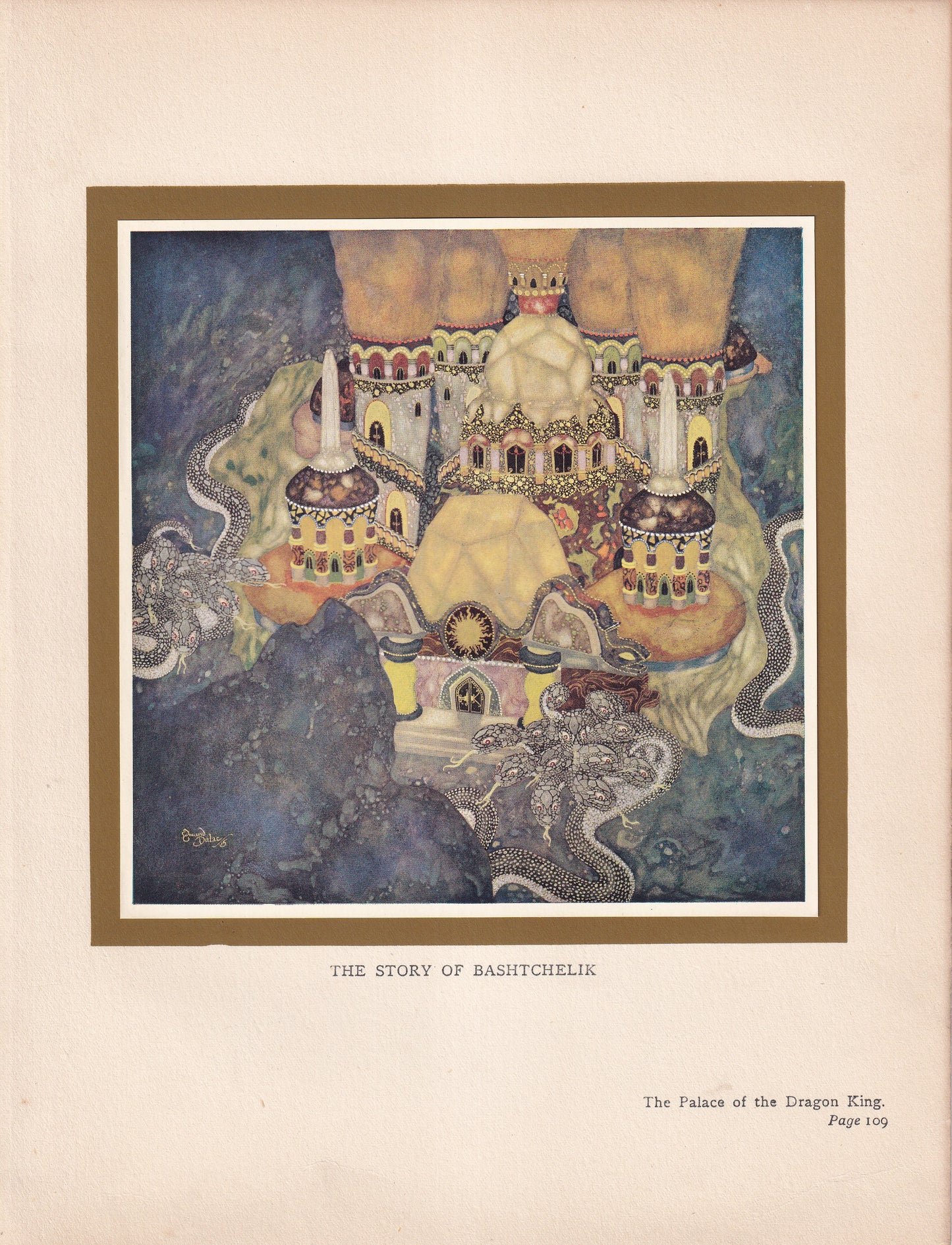The Palace Of The Dragon King - original 1916 Edmund Dulac Fairy-Book colour plate
