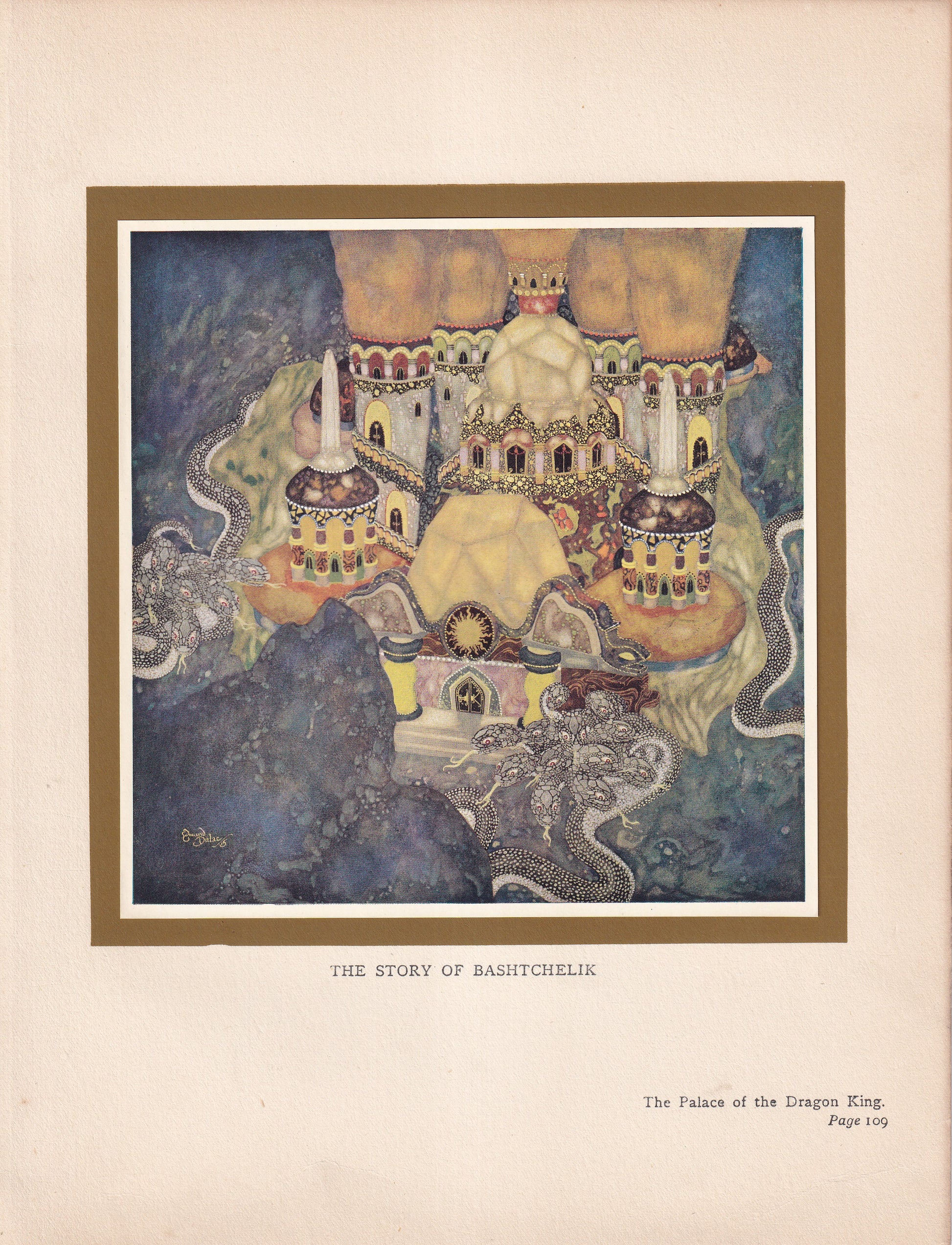 The Palace Of The Dragon King - original 1916 Edmund Dulac Fairy-Book colour plate