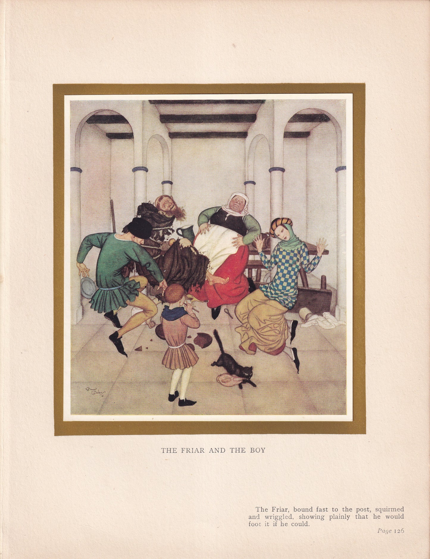The Friar And The Boy - original 1916 Edmund Dulac Fairy-Book colour plate