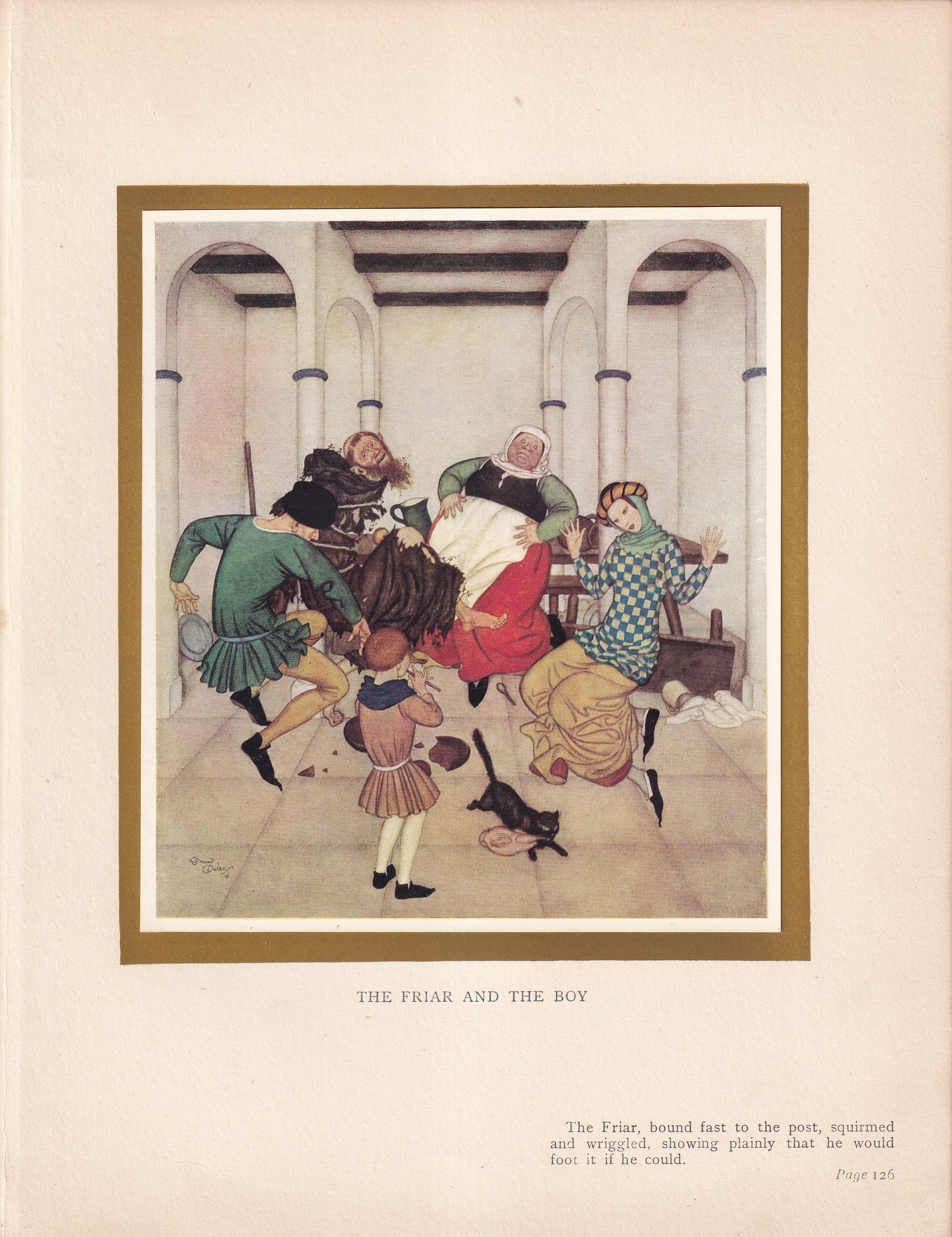 The Friar And The Boy - original 1916 Edmund Dulac Fairy-Book colour plate