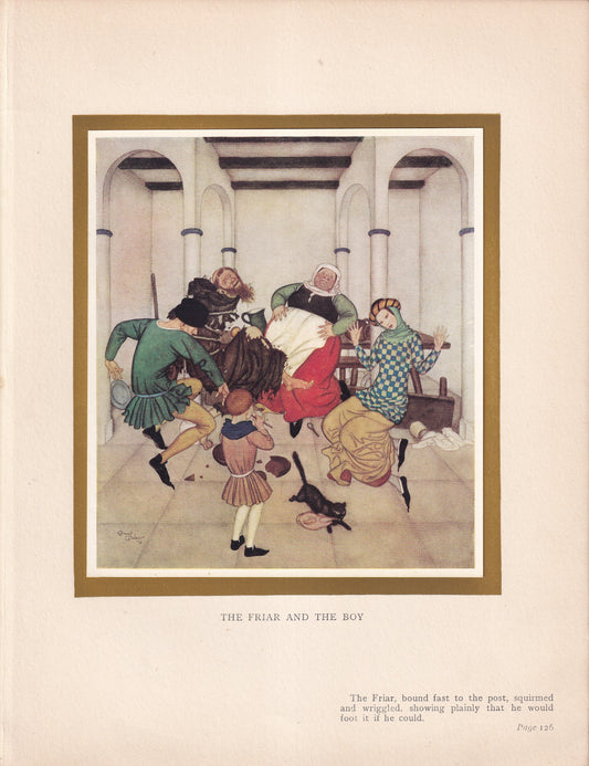 The Friar And The Boy - original 1916 Edmund Dulac Fairy-Book colour plate