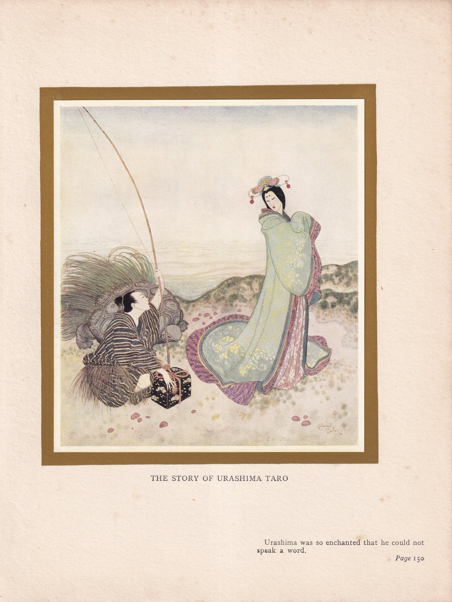 Urashima Taro - original 1916 Edmund Dulac Fairy-Book colour plate