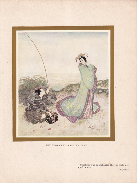 Urashima Taro - original 1916 Edmund Dulac Fairy-Book colour plate